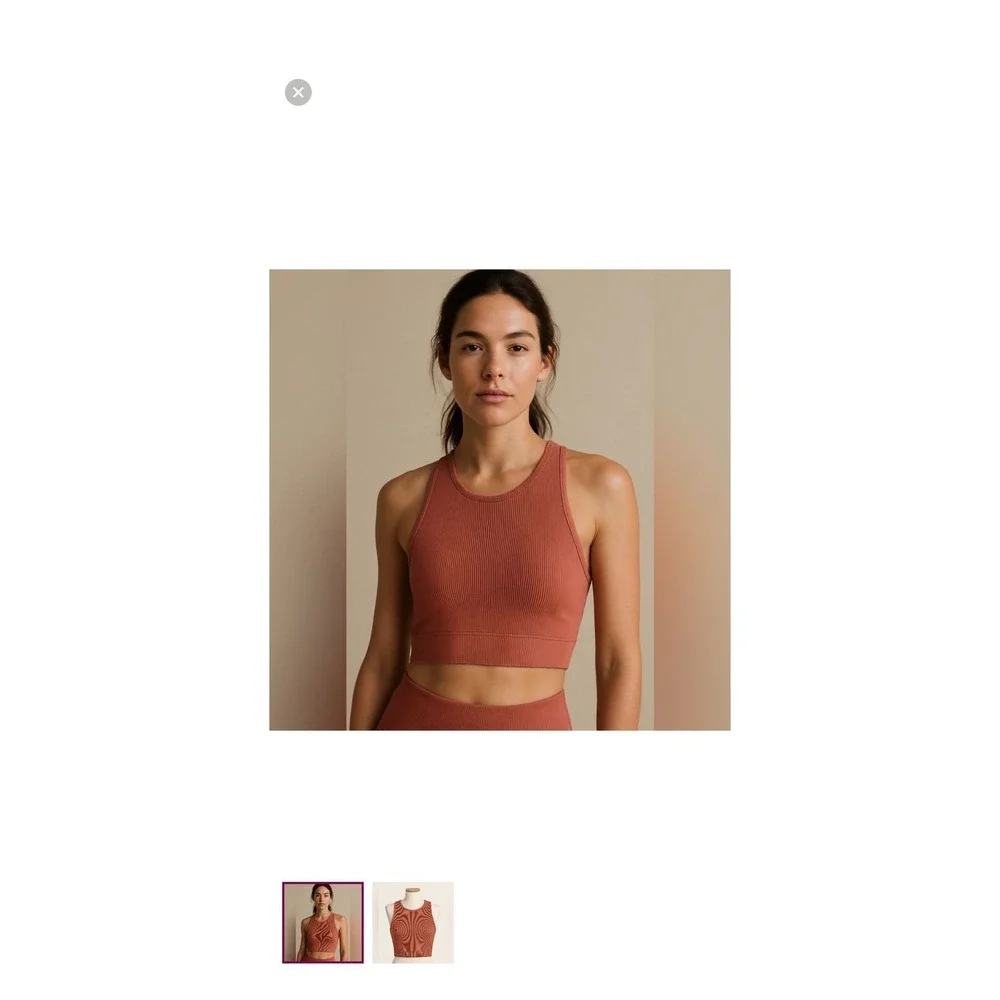 Fashion Nova Womens Ribbed Swim Top Rust Orange High Neck Sporty Bikini Top S